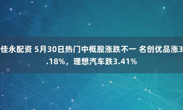 佳永配资 5月30日热门中概股涨跌不一 名创优品涨3.18%，理想汽车跌3.41%